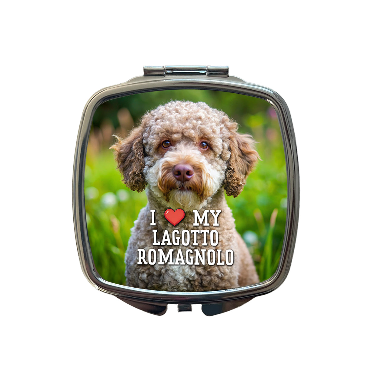 I Love My Lagotto Romagnolo Dog Heart Small Travel Purse Handbag Pocket Makeup Compact Mirror