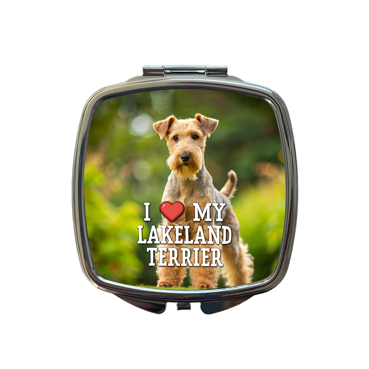 I Love My Lakeland Terrier Dog Heart Small Travel Purse Handbag Pocket Makeup Compact Mirror