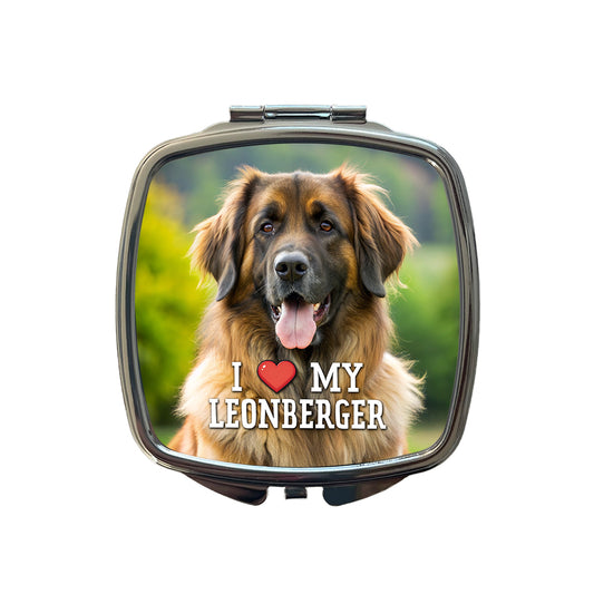 I Love My Leonberger Dog Heart Small Travel Purse Handbag Pocket Makeup Compact Mirror