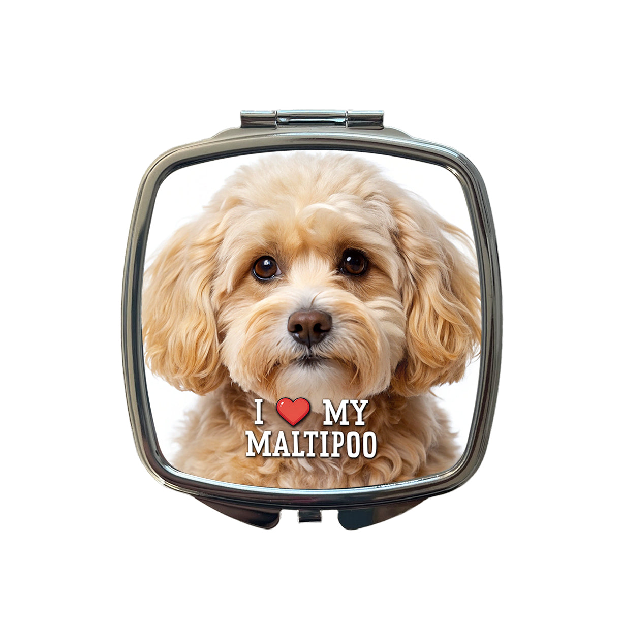 I Love My Maltipoo Dog Heart Small Travel Purse Handbag Pocket Makeup Compact Mirror
