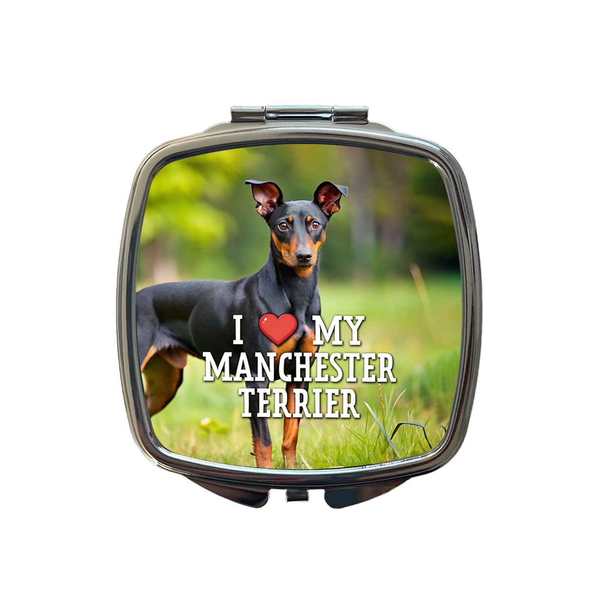 I Love My Manchester Terrier Dog Heart Small Travel Purse Handbag Pocket Makeup Compact Mirror