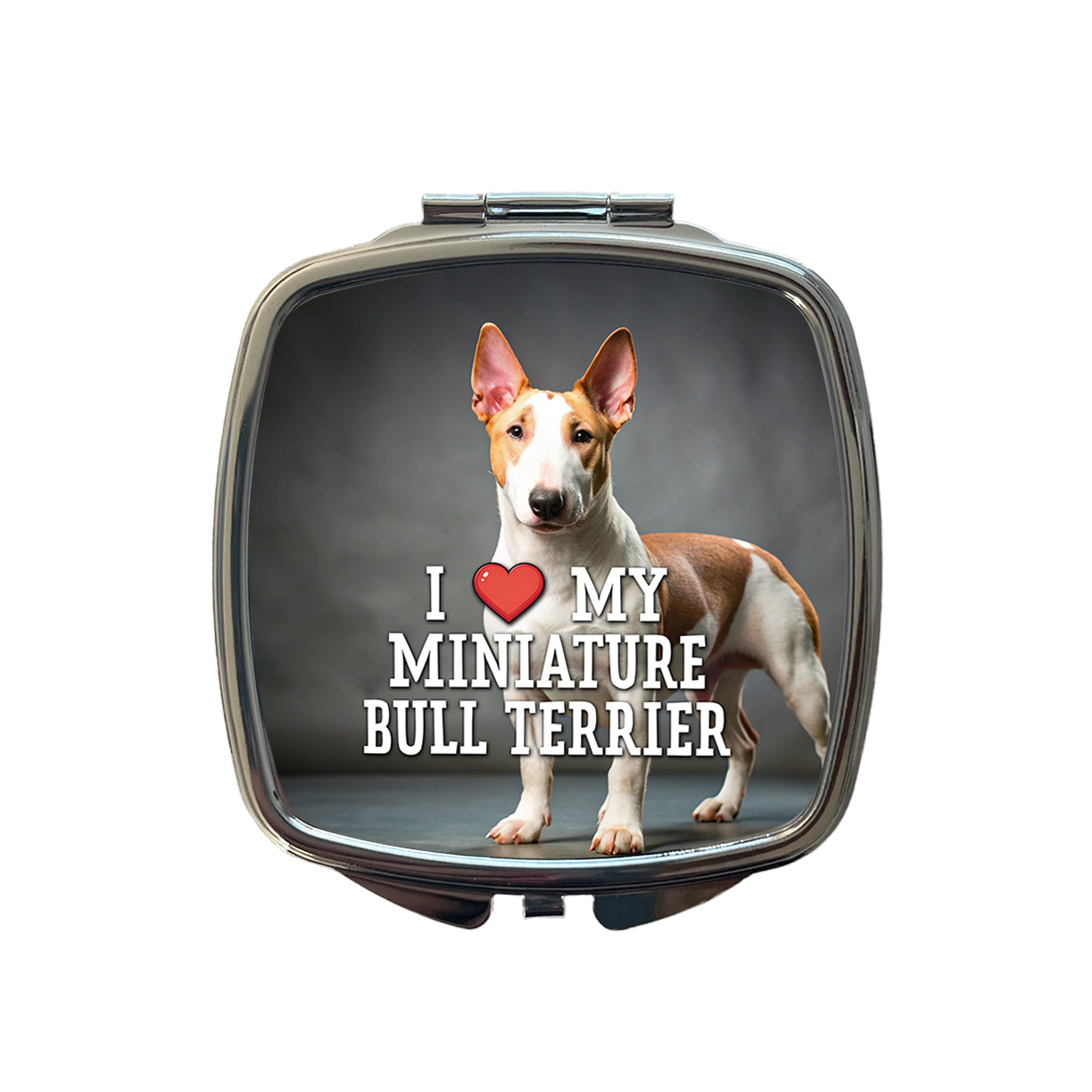 I Love My Miniature Bull Terrier Dog Heart Small Travel Purse Handbag Pocket Makeup Compact Mirror