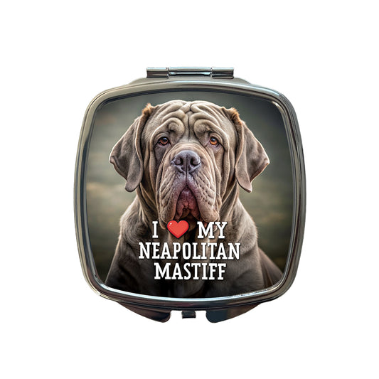 I Love My Neapolitan Mastiff Dog Heart Small Travel Purse Handbag Pocket Makeup Compact Mirror