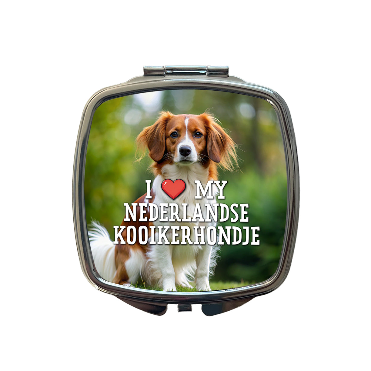 I Love My Nederlandse Kooikerhondje Dog Heart Small Travel Purse Handbag Pocket Makeup Compact Mirror