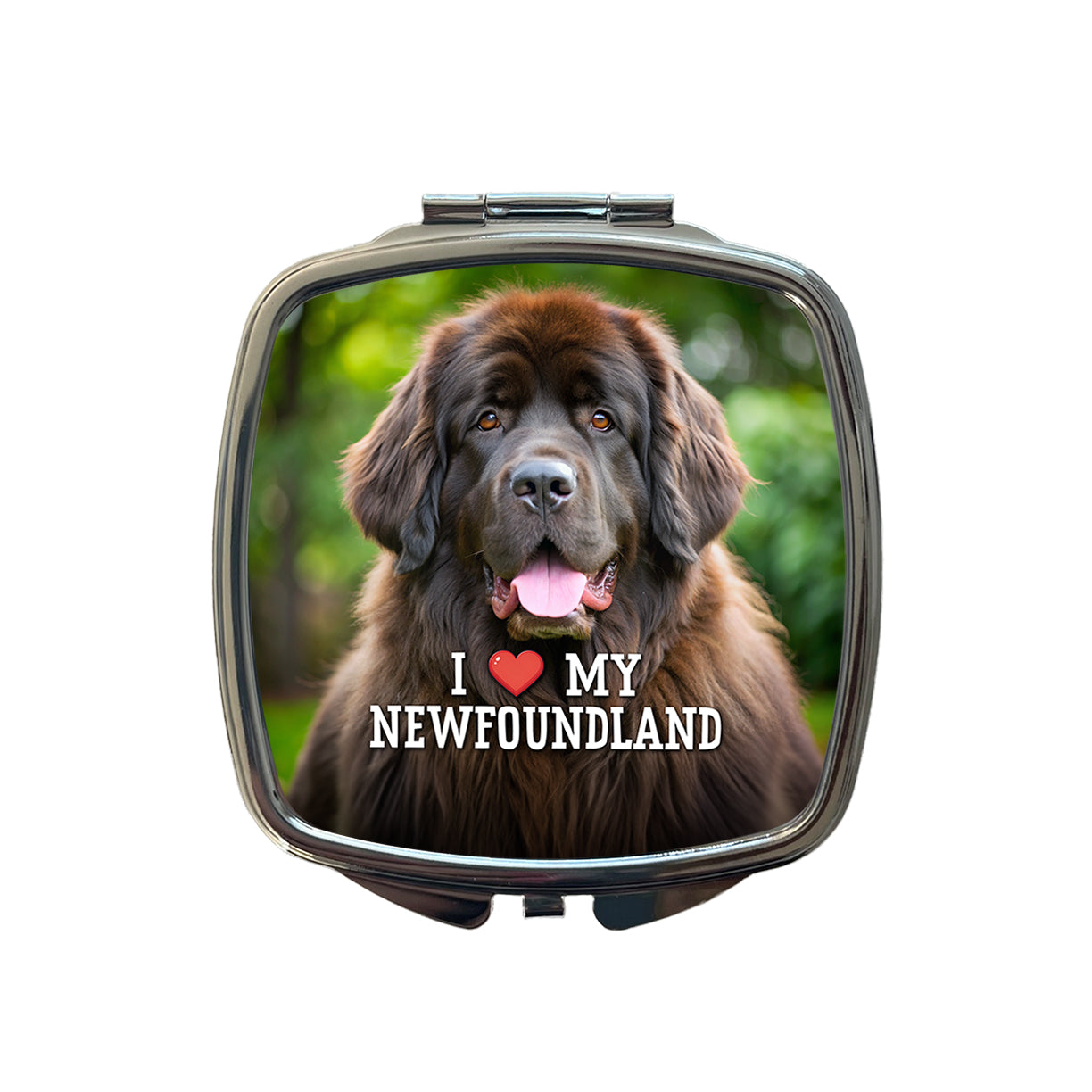 I Love My Newfoundland Dog Heart Small Travel Purse Handbag Pocket Makeup Compact Mirror