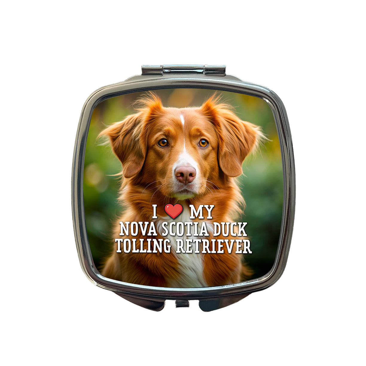 I Love My Nova Scotia Duck Tolling Retriever Dog Heart Small Travel Purse Handbag Pocket Makeup Compact Mirror