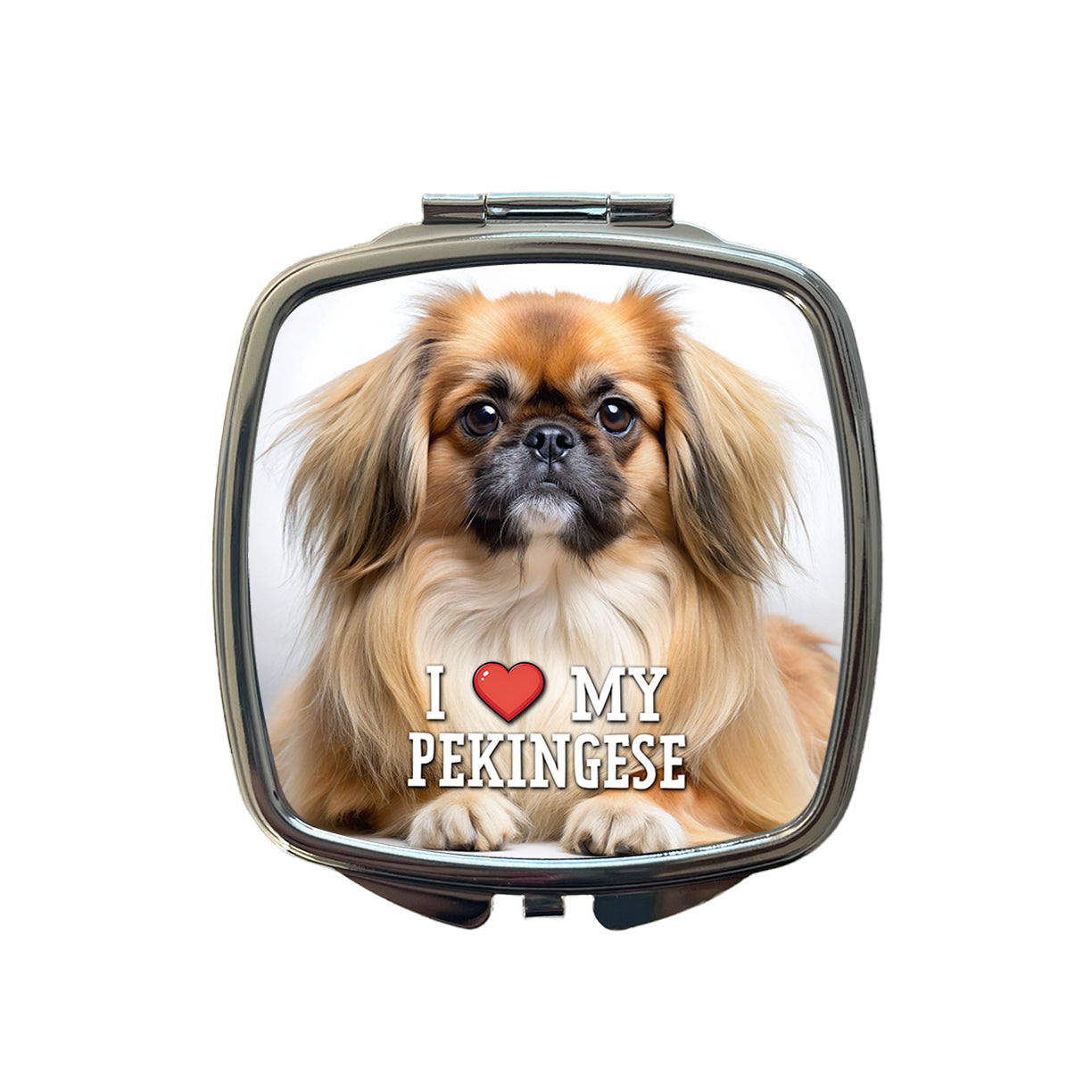I Love My Pekingese Dog Heart Small Travel Purse Handbag Pocket Makeup Compact Mirror