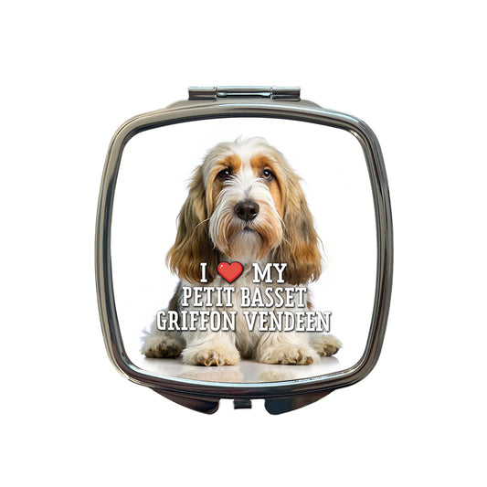 I Love My Petit Basset Griffon Vendeen Dog Heart Small Travel Purse Handbag Pocket Makeup Compact Mirror