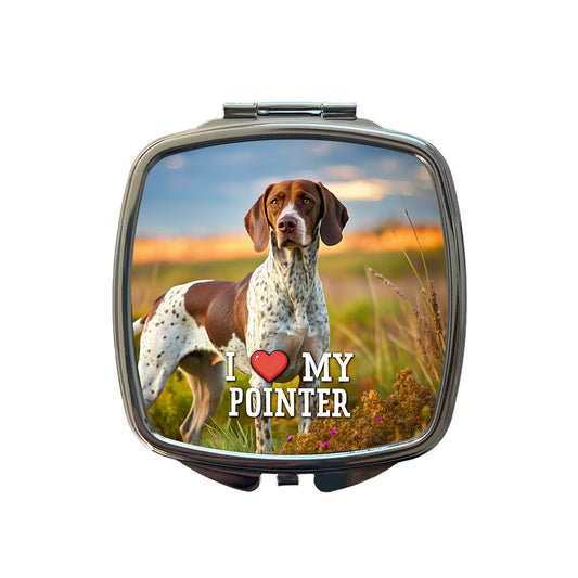 I Love My Pointer Dog Heart Small Travel Purse Handbag Pocket Makeup Compact Mirror