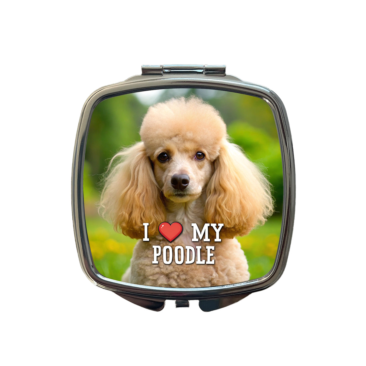 I Love My Poodle Dog Heart Small Travel Purse Handbag Pocket Makeup Compact Mirror