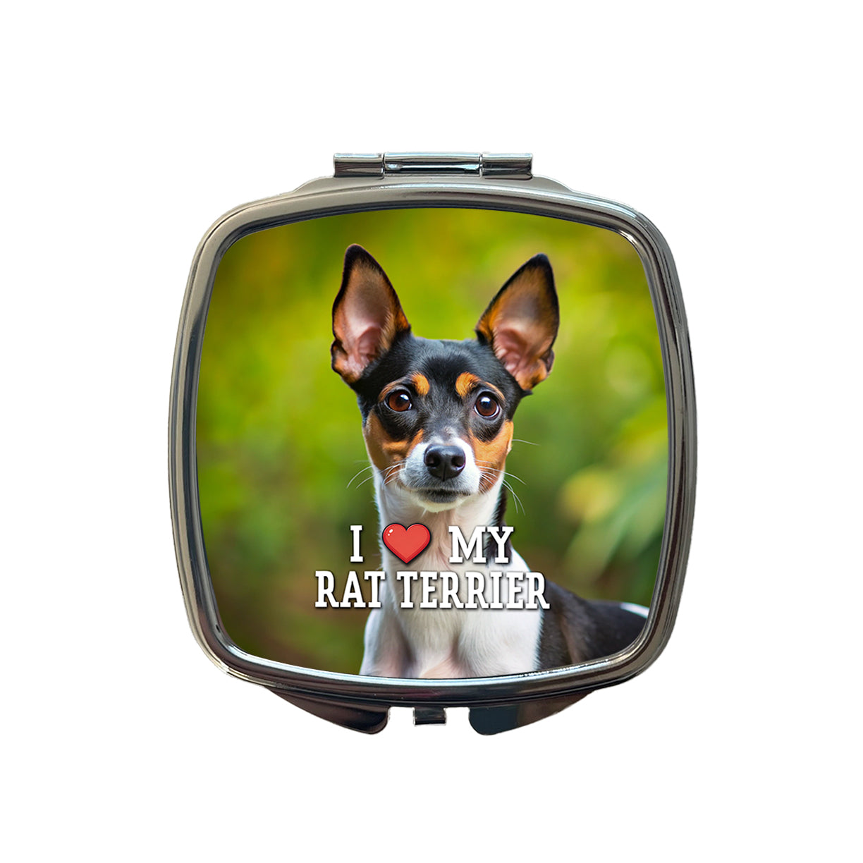 I Love My Rat Terrier Dog Heart Small Travel Purse Handbag Pocket Makeup Compact Mirror