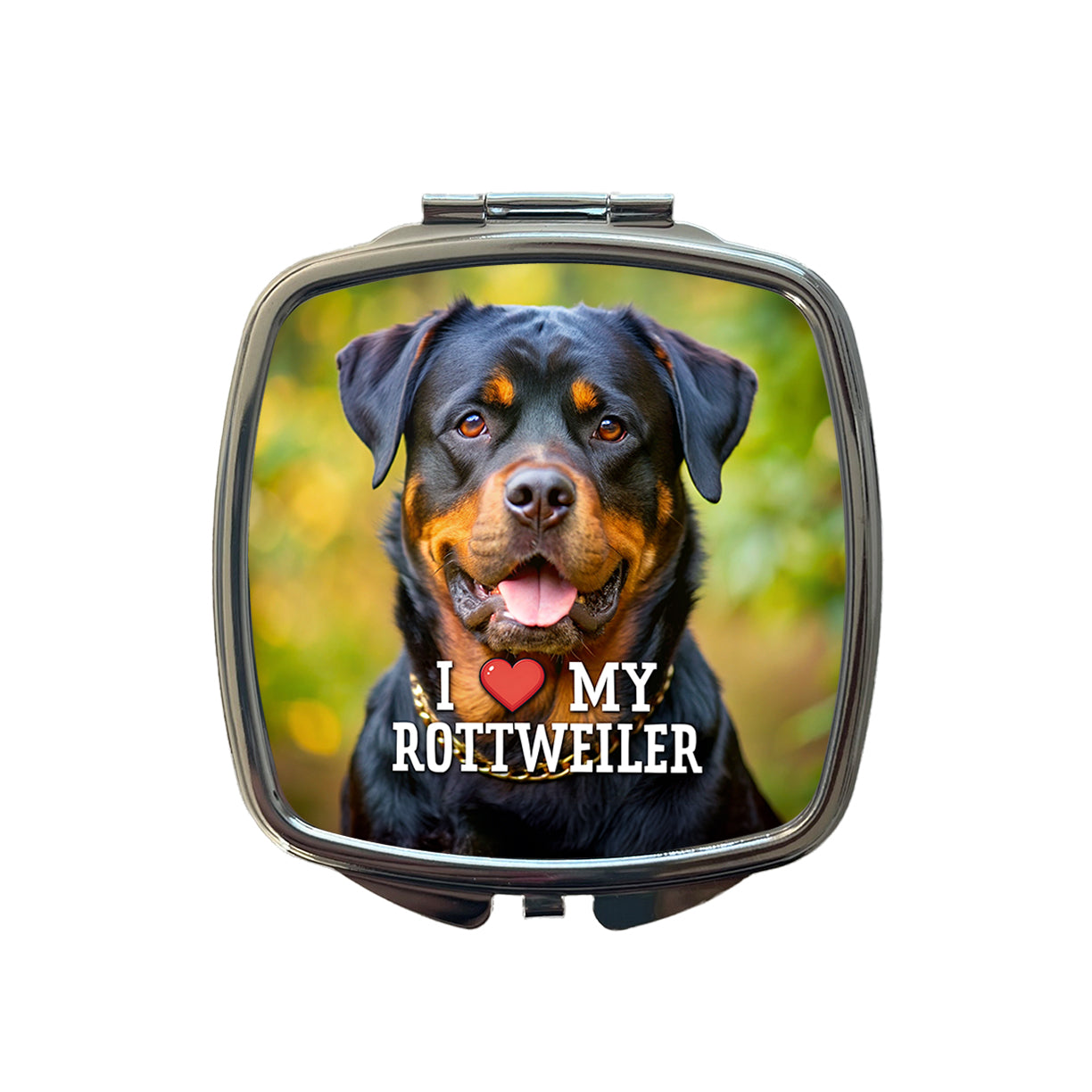 I Love My Rottweiler Dog Heart Small Travel Purse Handbag Pocket Makeup Compact Mirror
