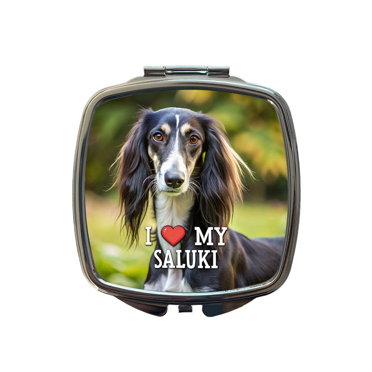 I Love My Saluki Dog Heart Small Travel Purse Handbag Pocket Makeup Compact Mirror