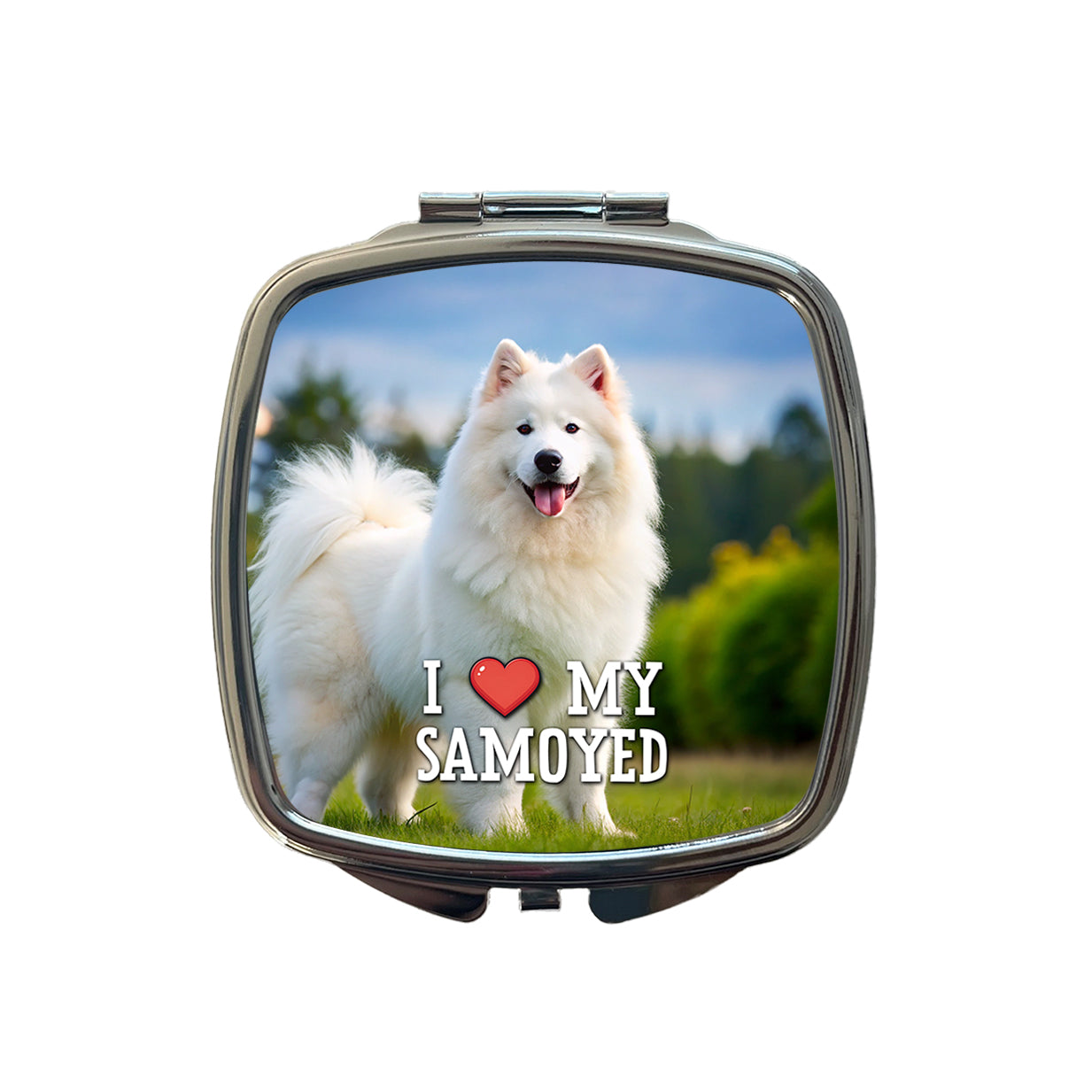 I Love My Samoyed Dog Heart Small Travel Purse Handbag Pocket Makeup Compact Mirror