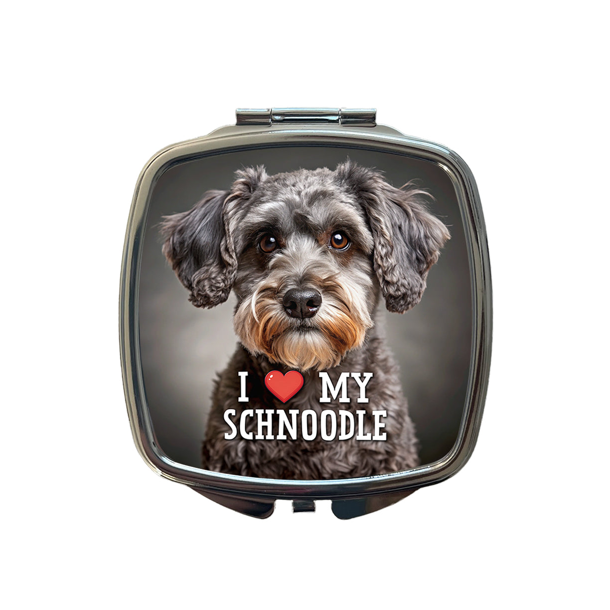 I Love My Schnoodle Dog Heart Small Travel Purse Handbag Pocket Makeup Compact Mirror