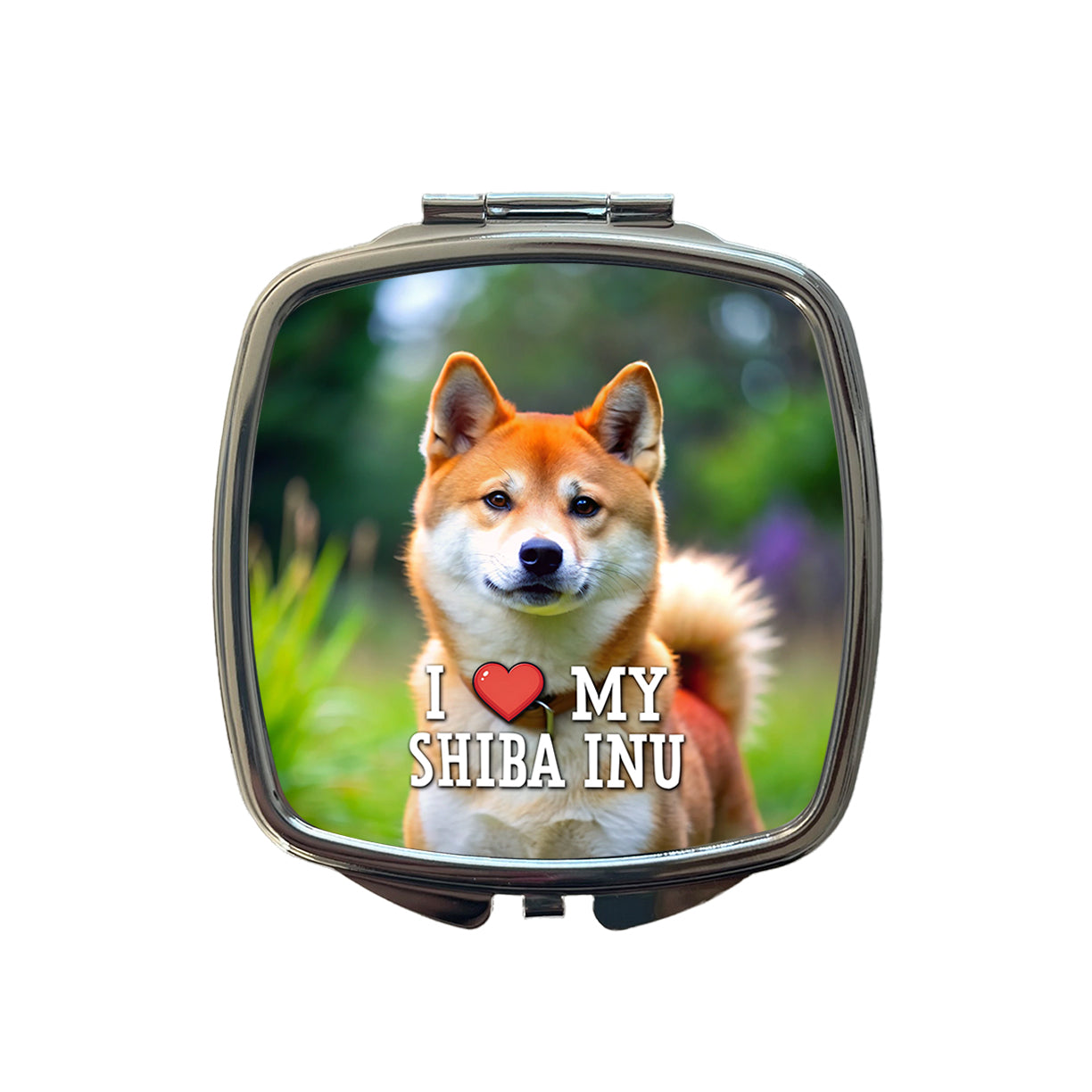 I Love My Shiba Inu Dog Heart Small Travel Purse Handbag Pocket Makeup Compact Mirror