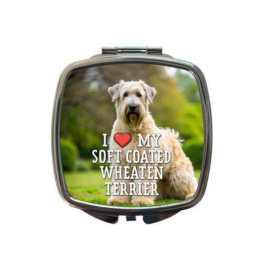 I Love My Soft Coated Wheaten Terrier Dog Heart Small Travel Purse Handbag Pocket Makeup Compact Mirror