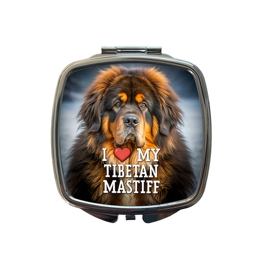 I Love My Tibetan Mastiff Dog Heart Small Travel Purse Handbag Pocket Makeup Compact Mirror