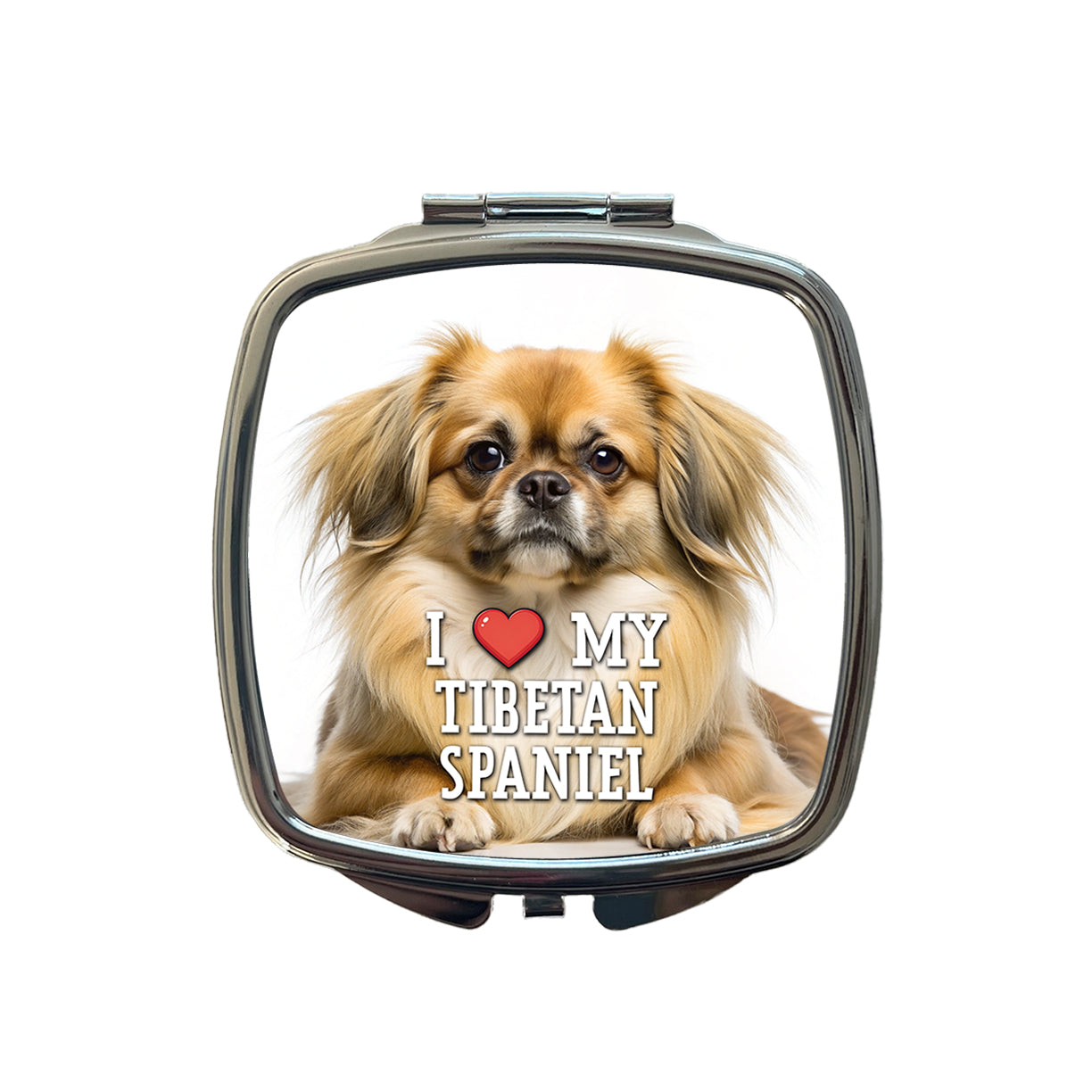 I Love My Tibetan Spaniel Dog Heart Small Travel Purse Handbag Pocket Makeup Compact Mirror