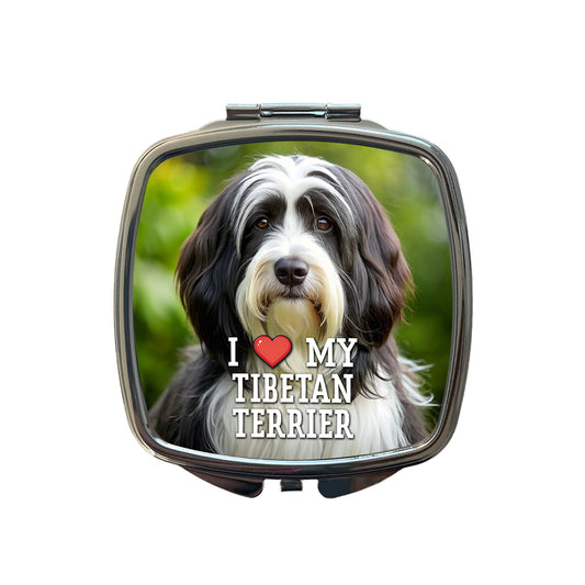 I Love My Tibetan Terrier Dog Heart Small Travel Purse Handbag Pocket Makeup Compact Mirror