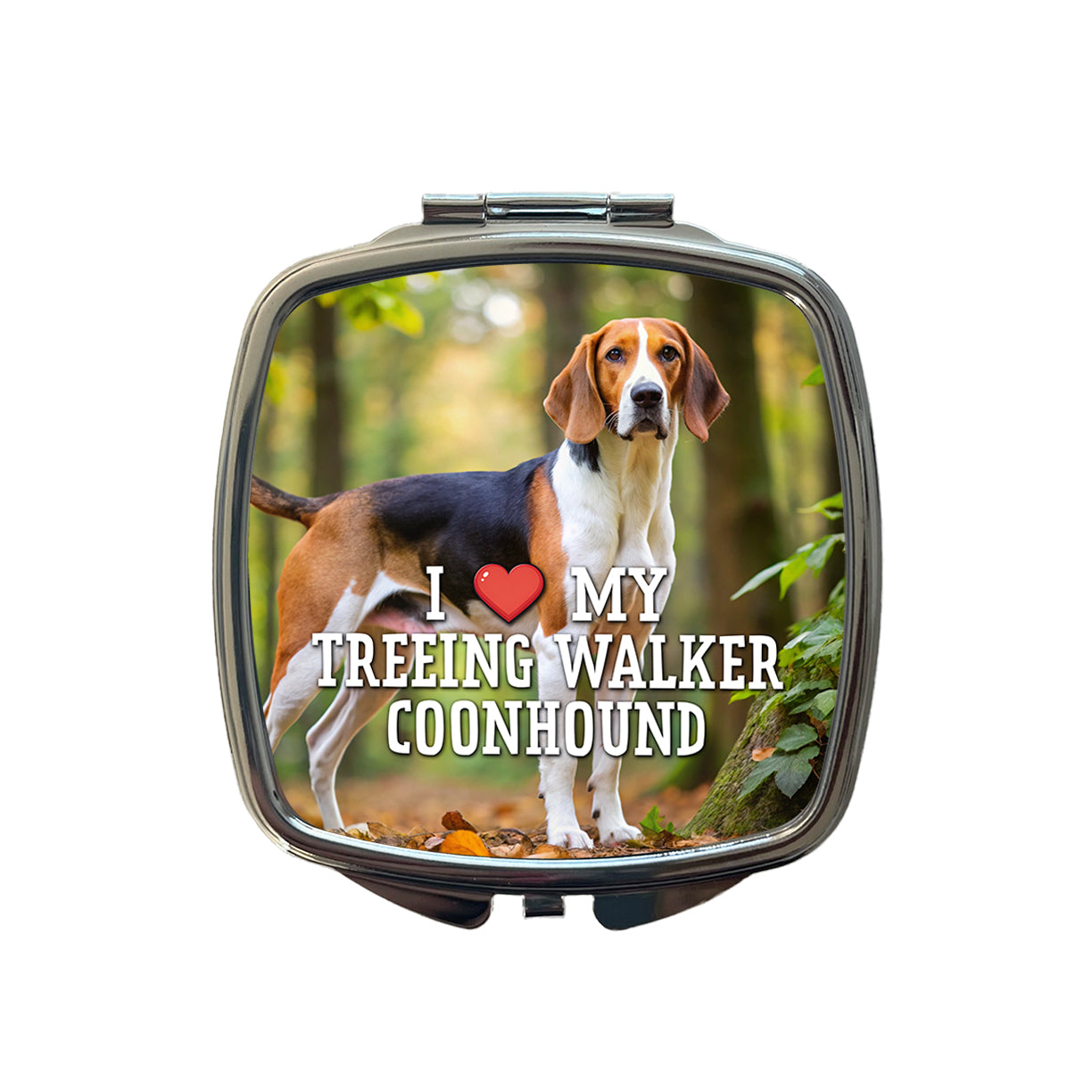 I Love My Treeing Walker Coonhound Dog Heart Small Travel Purse Handbag Pocket Makeup Compact Mirror