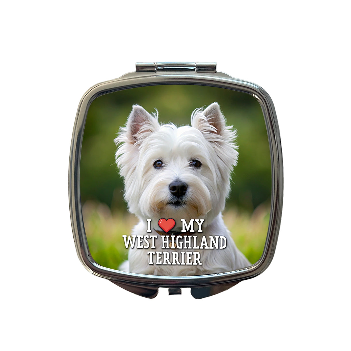 I Love My West Highland Terrier Dog Heart Small Travel Purse Handbag Pocket Makeup Compact Mirror