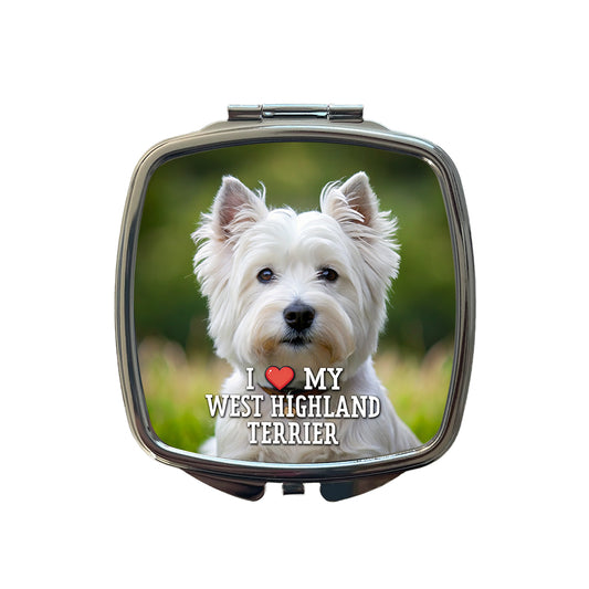 I Love My West Highland Terrier Dog Heart Small Travel Purse Handbag Pocket Makeup Compact Mirror
