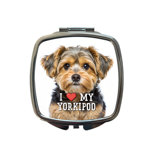 I Love My Yorkipoo Dog Heart Small Travel Purse Handbag Pocket Makeup Compact Mirror