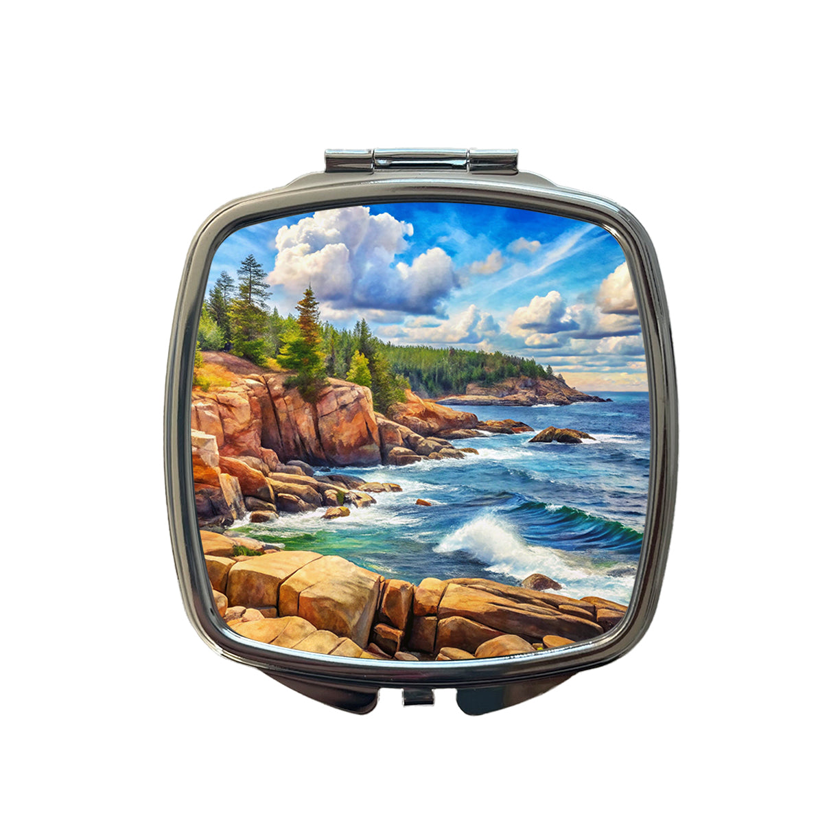 Acadia National Park Maine Watercolor Style Small Travel Purse Handbag Pocket Makeup Compact Mirror