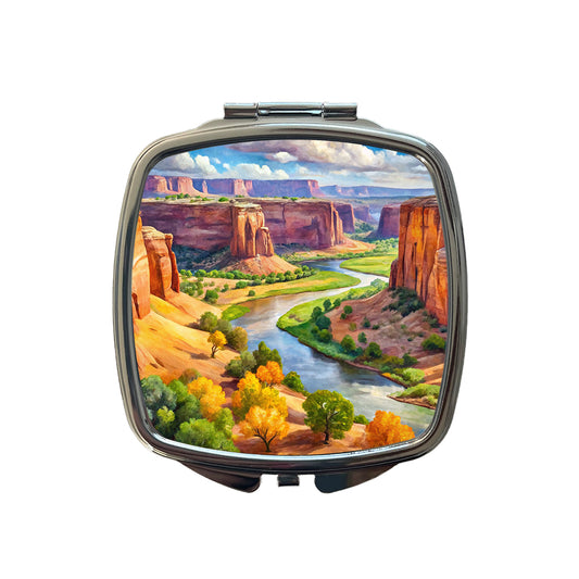 Canyon de Chelly National Monument Arizona Watercolor Style Small Travel Purse Handbag Pocket Makeup Compact Mirror