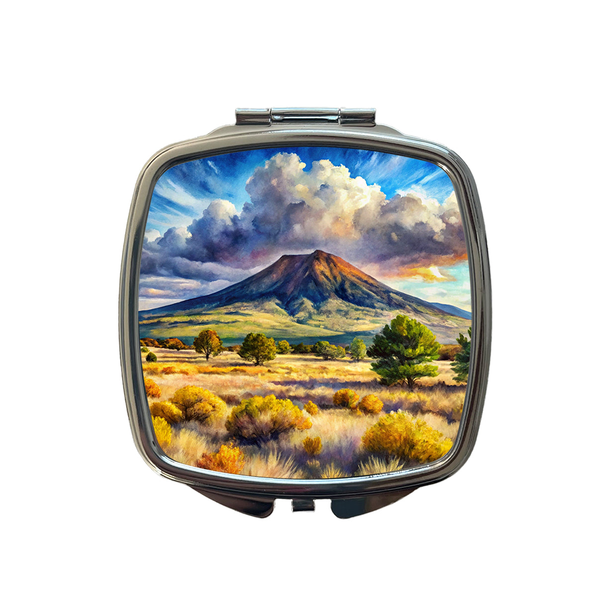 Capulin Volcano National Monument New Mexico Watercolor Style Small Travel Purse Handbag Pocket Makeup Compact Mirror
