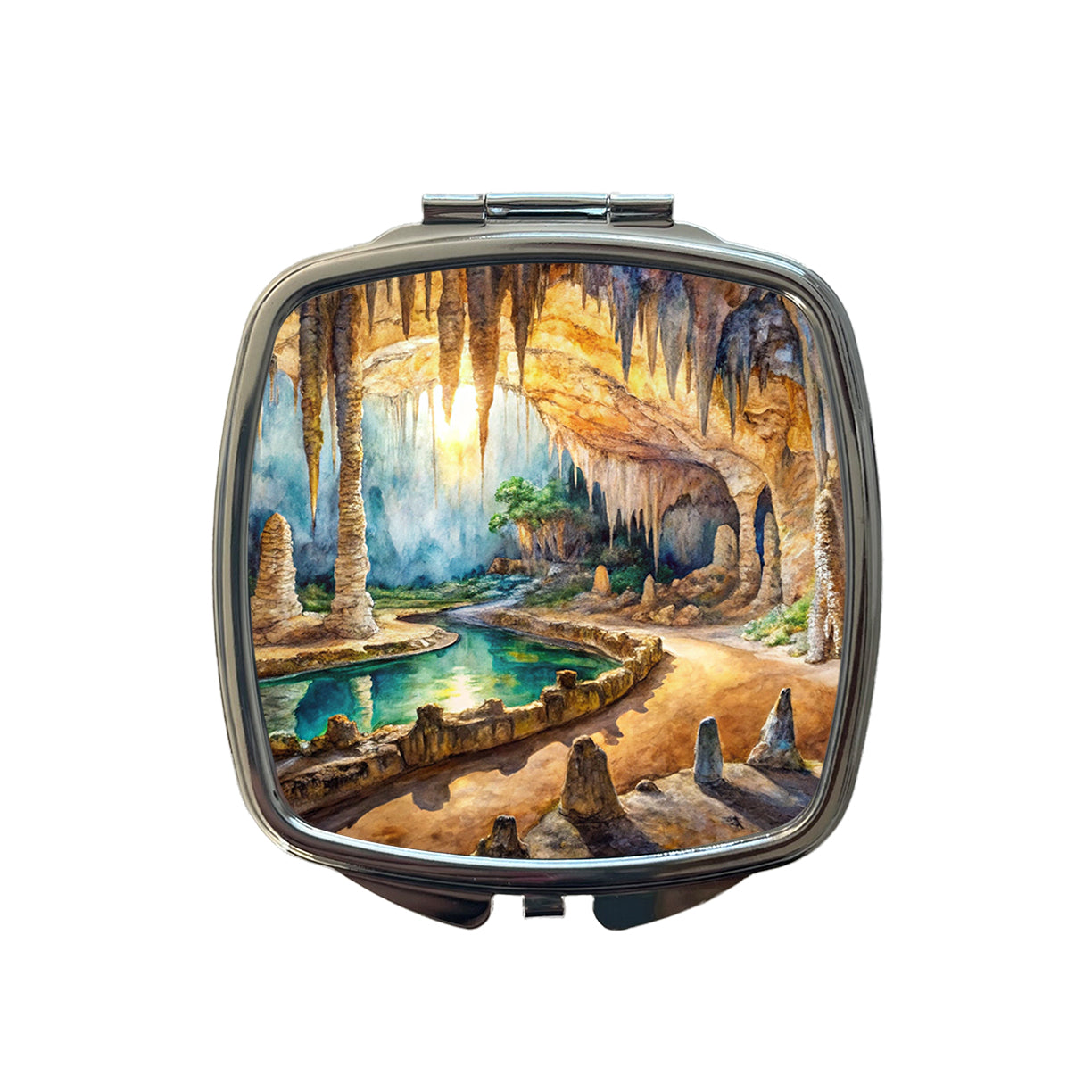 Carlsbad Caverns National Park New Mexico Watercolor Style Small Travel Purse Handbag Pocket Makeup Compact Mirror