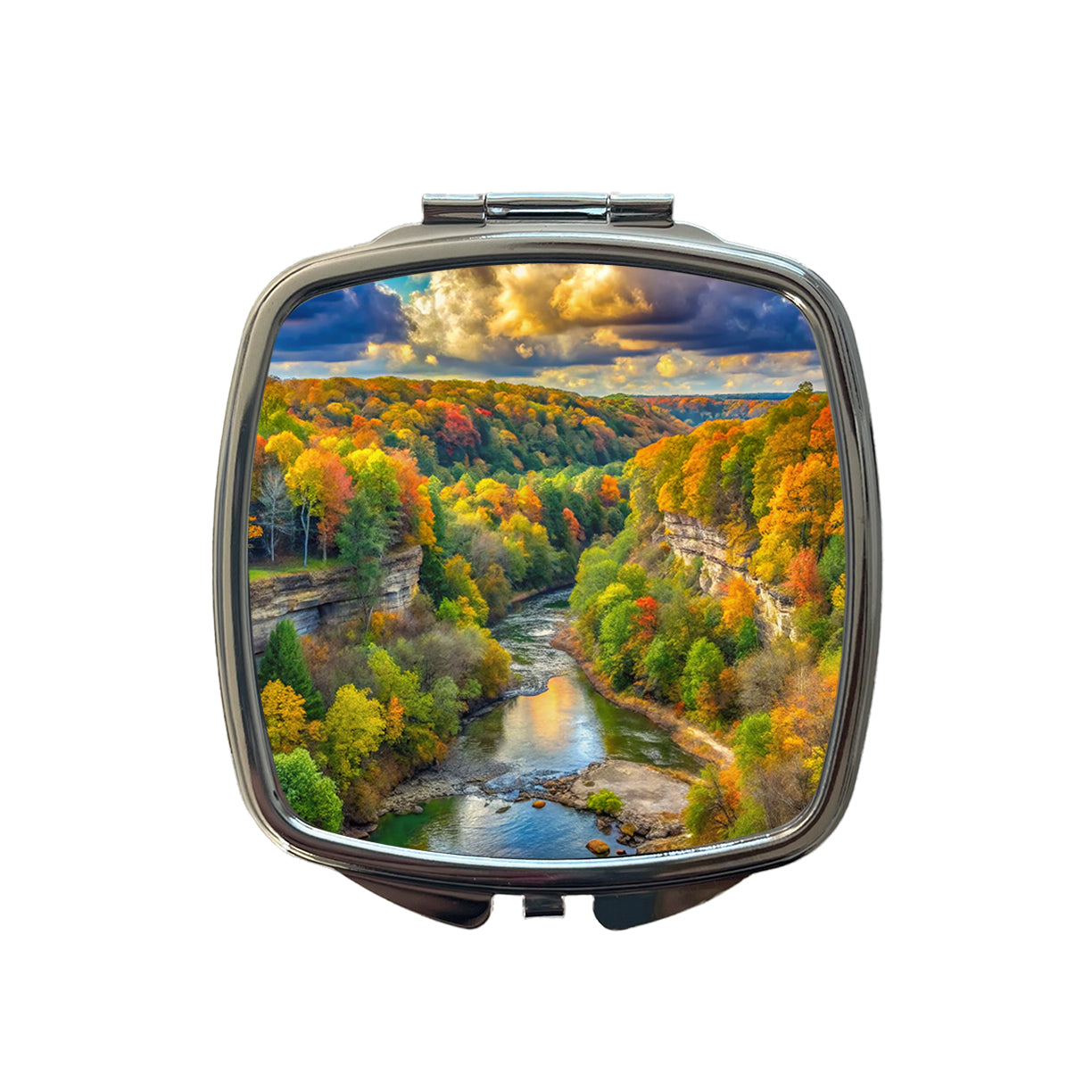 Cuyahoga Valley National Park Ohio Watercolor Style Small Travel Purse Handbag Pocket Makeup Compact Mirror