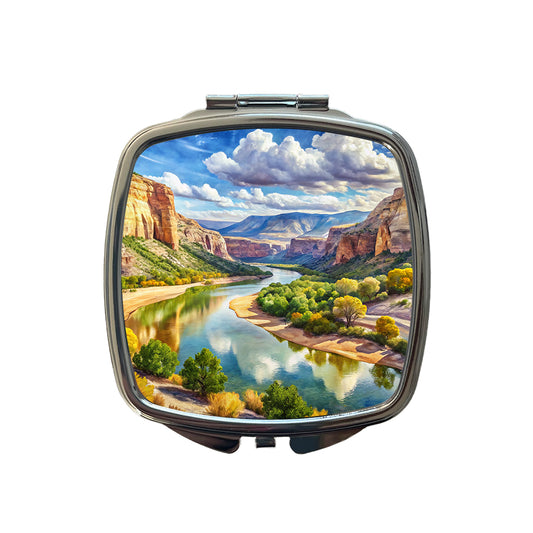 Dinosaur National Monument Colorado, Utah Watercolor Style Small Travel Purse Handbag Pocket Makeup Compact Mirror