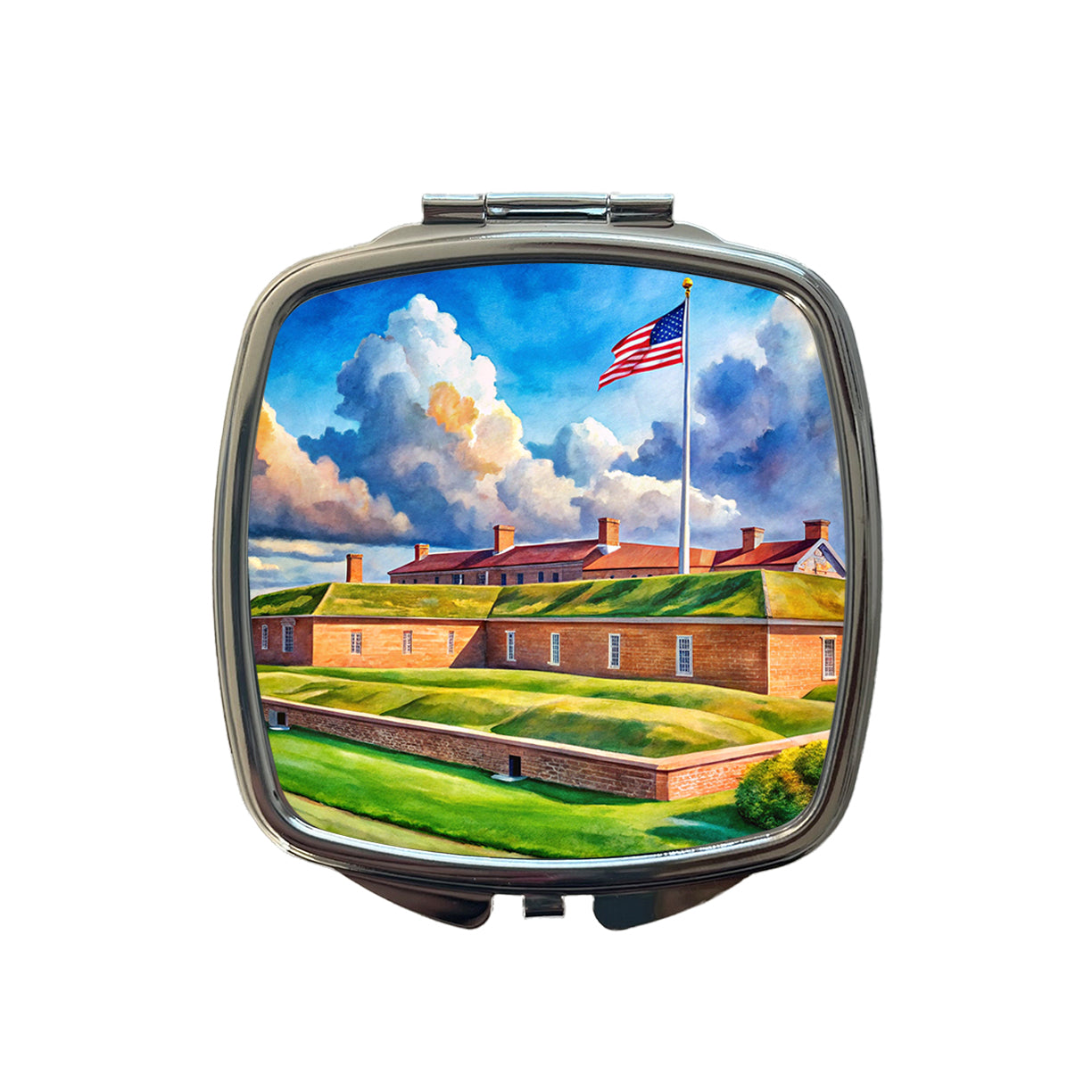 Fort McHenry National Monument Maryland Watercolor Style Small Travel Purse Handbag Pocket Makeup Compact Mirror