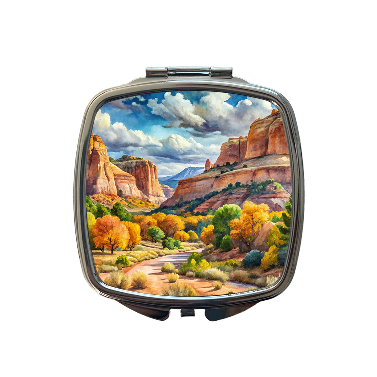 Grand Staircase - Escalante National Monument Utah Watercolor Style Small Travel Purse Handbag Pocket Makeup Compact Mirror