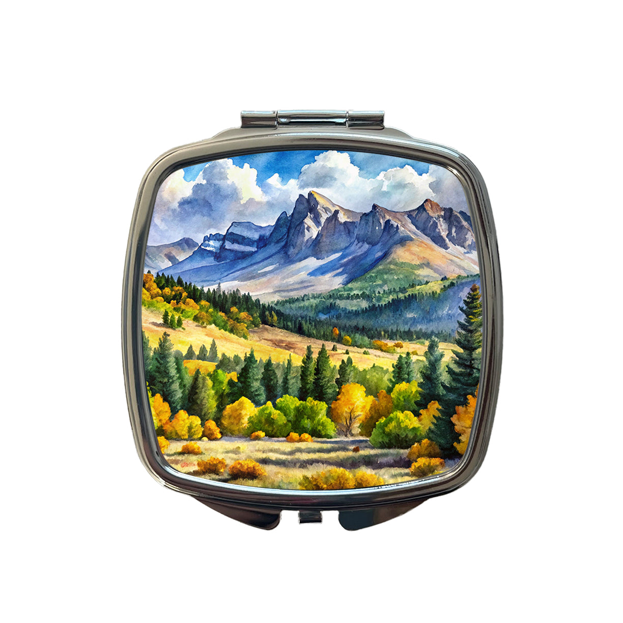 Great Basin National Park Nevada Watercolor Style Small Travel Purse Handbag Pocket Makeup Compact Mirror