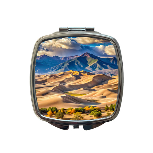 Great Sand Dunes National Park Colorado Watercolor Style Small Travel Purse Handbag Pocket Makeup Compact Mirror