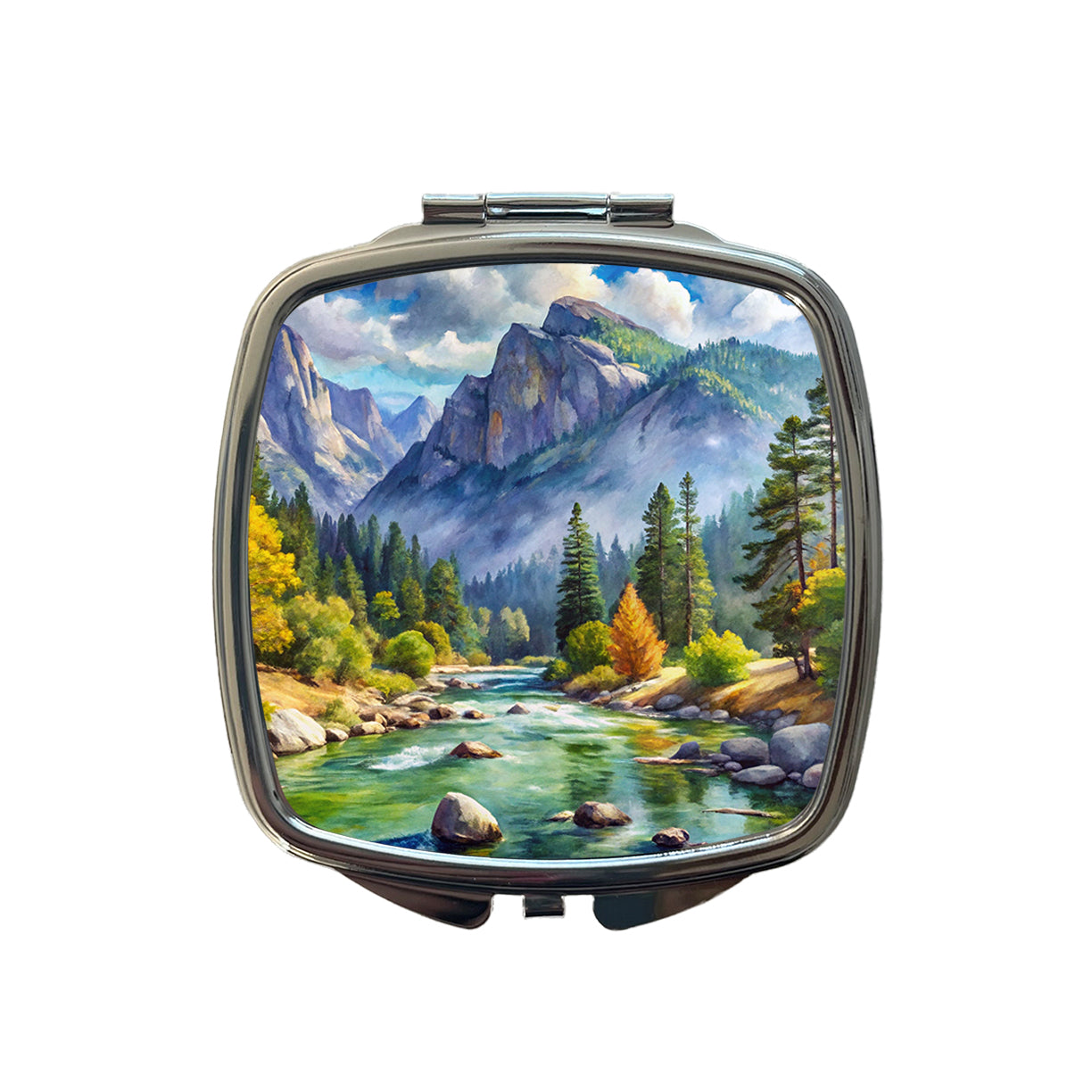 Kings Canyon National Park California Watercolor Style Small Travel Purse Handbag Pocket Makeup Compact Mirror