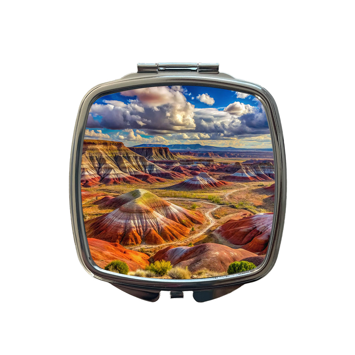Petrified Forest National Park Arizona Watercolor Style Small Travel Purse Handbag Pocket Makeup Compact Mirror