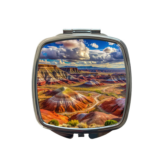 Petrified Forest National Park Arizona Watercolor Style Small Travel Purse Handbag Pocket Makeup Compact Mirror