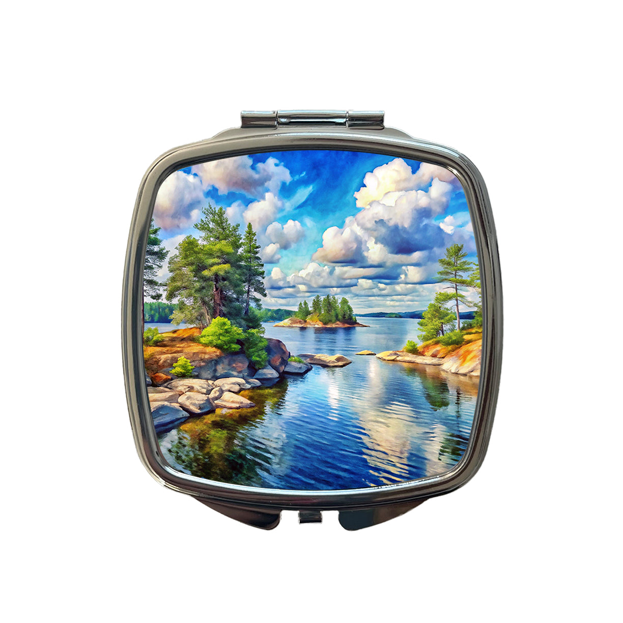 Voyageurs National Park Minnesota Watercolor Style Small Travel Purse Handbag Pocket Makeup Compact Mirror