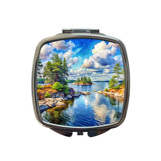 Voyageurs National Park Minnesota Watercolor Style Small Travel Purse Handbag Pocket Makeup Compact Mirror