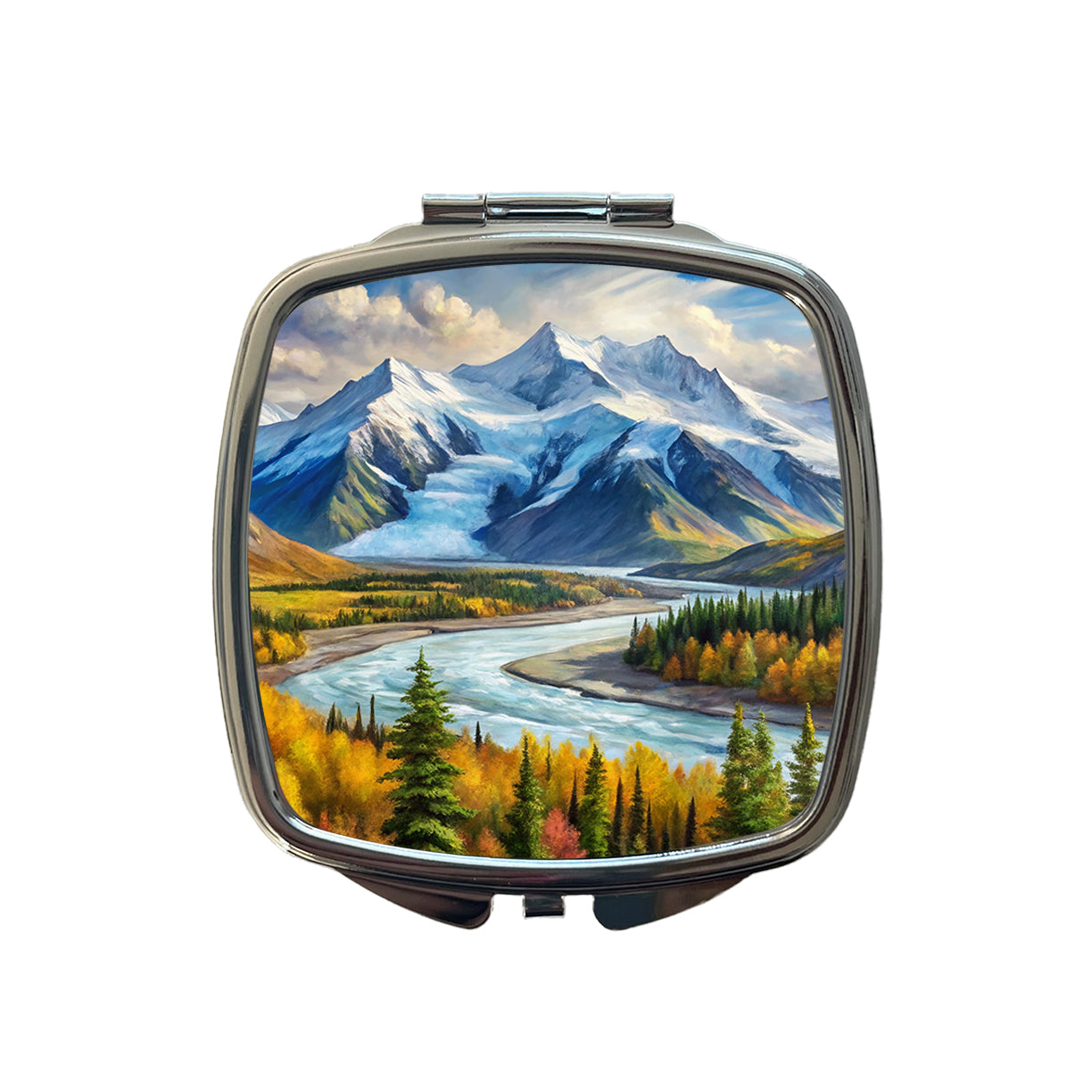Wrangell - St. Elias National Park Alaska Watercolor Style Small Travel Purse Handbag Pocket Makeup Compact Mirror