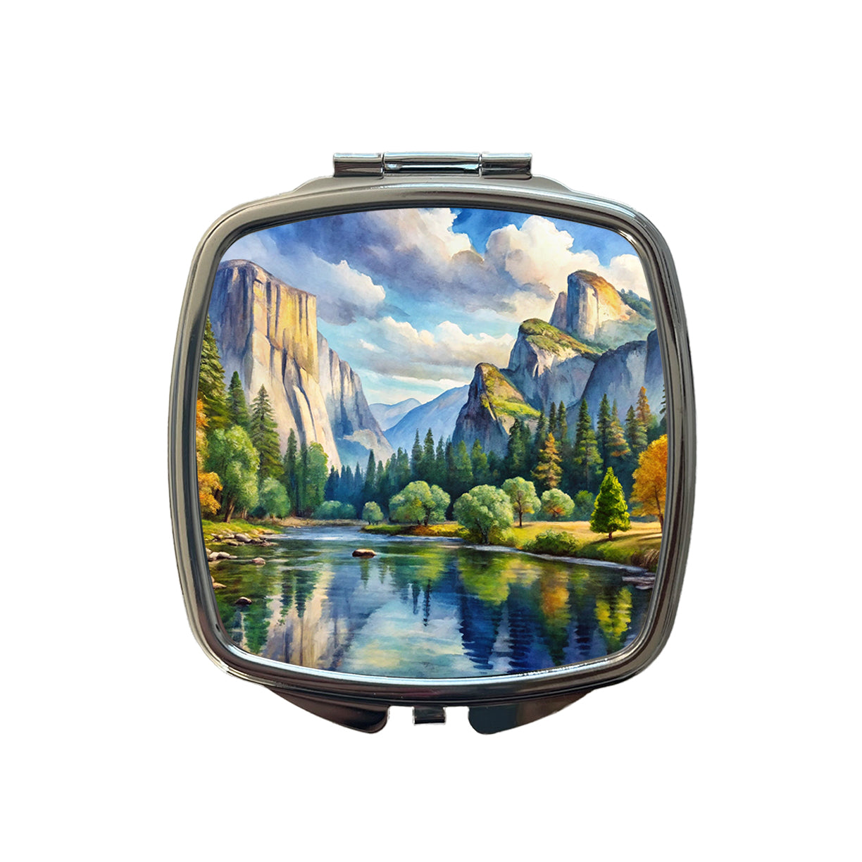 Yosemite National Park California Watercolor Style Small Travel Purse Handbag Pocket Makeup Compact Mirror