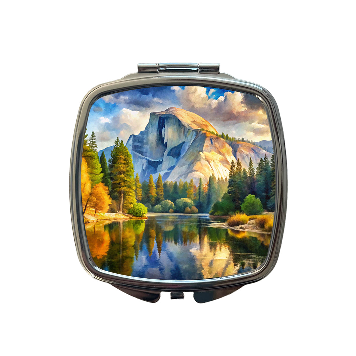 Yosemite National Park Half Dome Watercolor Style Small Travel Purse Handbag Pocket Makeup Compact Mirror