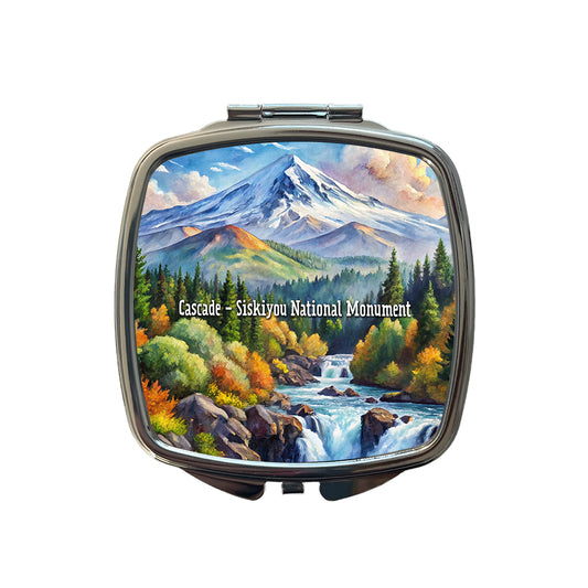 Cascade - Siskiyou National Monument California, Oregon Small Travel Purse Handbag Pocket Makeup Compact Mirror