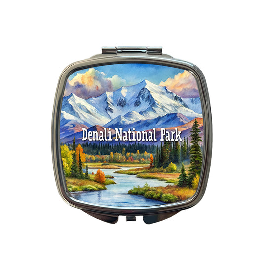 Denali National Park Alaska Small Travel Purse Handbag Pocket Makeup Compact Mirror