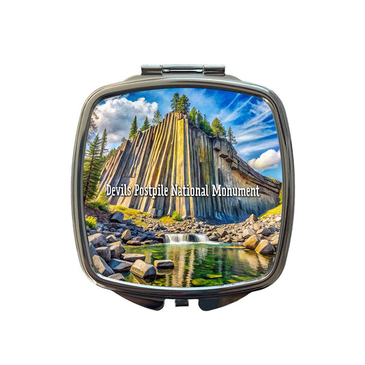 Devils Postpile National Monument California Small Travel Purse Handbag Pocket Makeup Compact Mirror