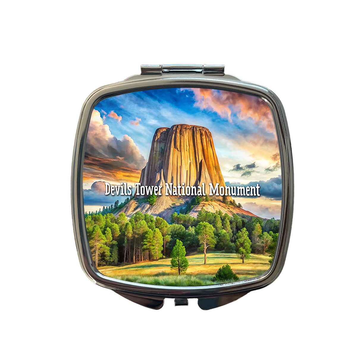 Devils Tower National Monument Wyoming Small Travel Purse Handbag Pocket Makeup Compact Mirror